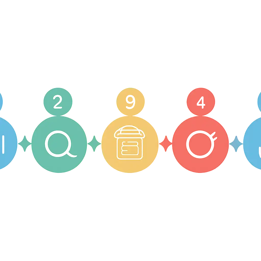 Five numbered circular icons connected by arrows in a horizontal flow, Checking Your Ticket Against the Official Result
