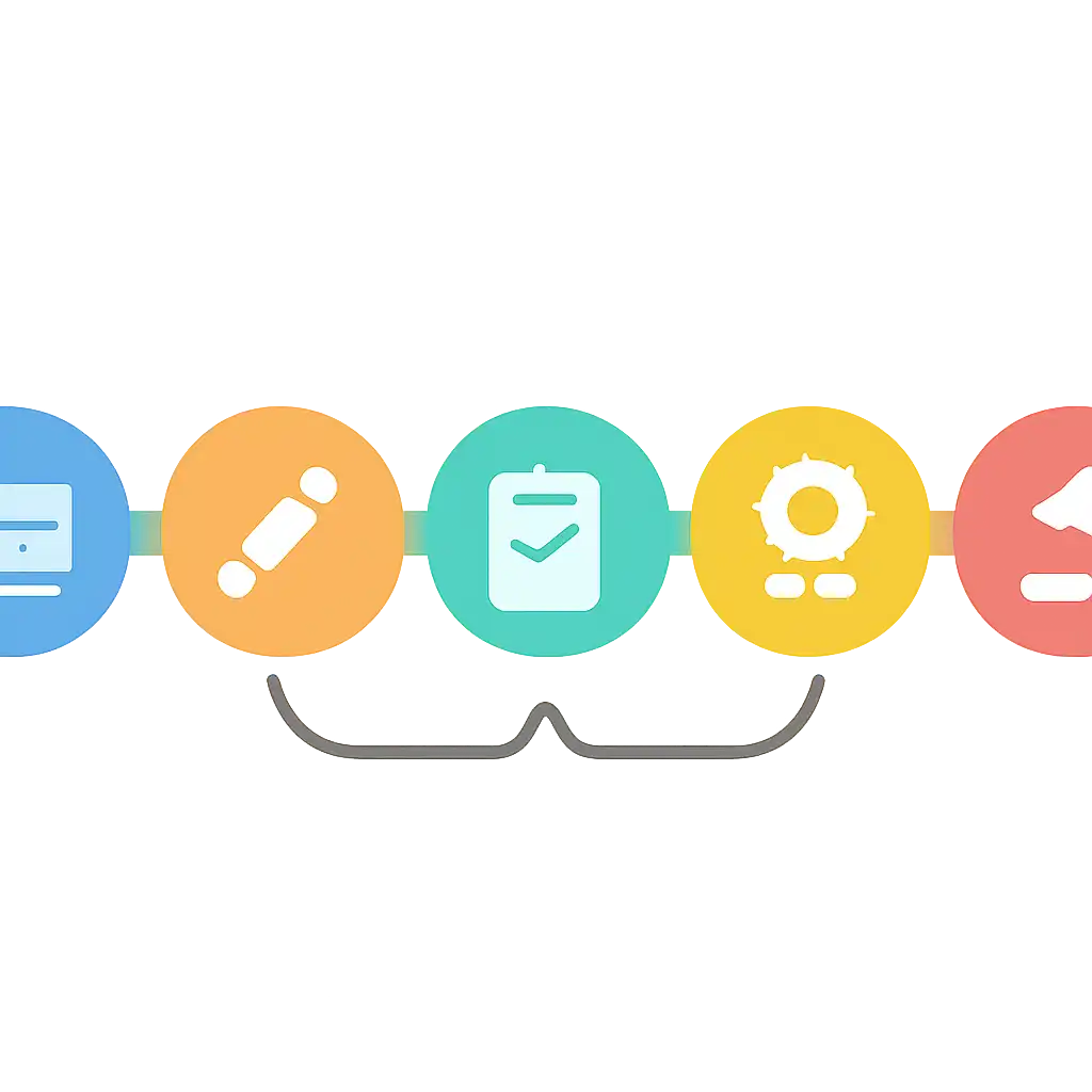 Five numbered circular icons connected by arrows in a horizontal flow, Weekly Draw Calendar and Bumper Draws steps, Kerala