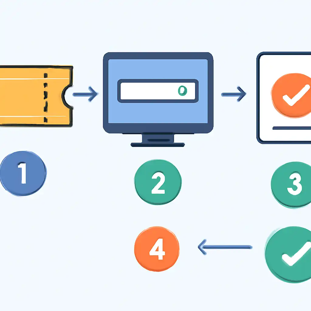 Annotated step diagram: matching your ticket number process with numbered callouts, Kerala Lottery Result